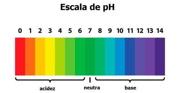 escala de graduación de pH a color