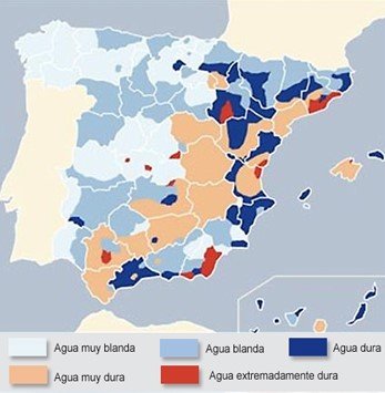 Mapa de dureza del agua en España